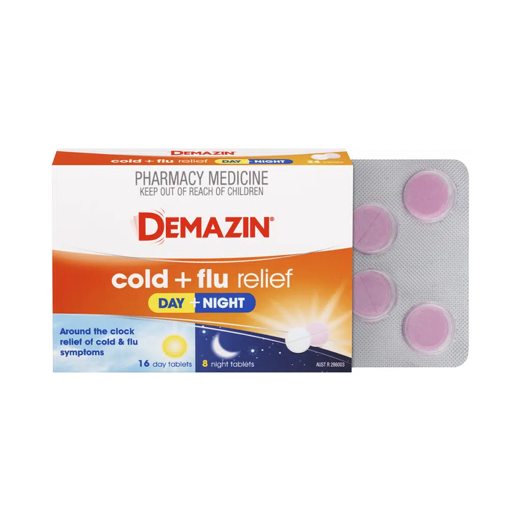 Demazin Cold + Flu Relief Day + Night Tablets 24 tablets