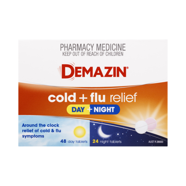 Demazin Cold + Flu Relief Day + Night Tablets 72 tablets