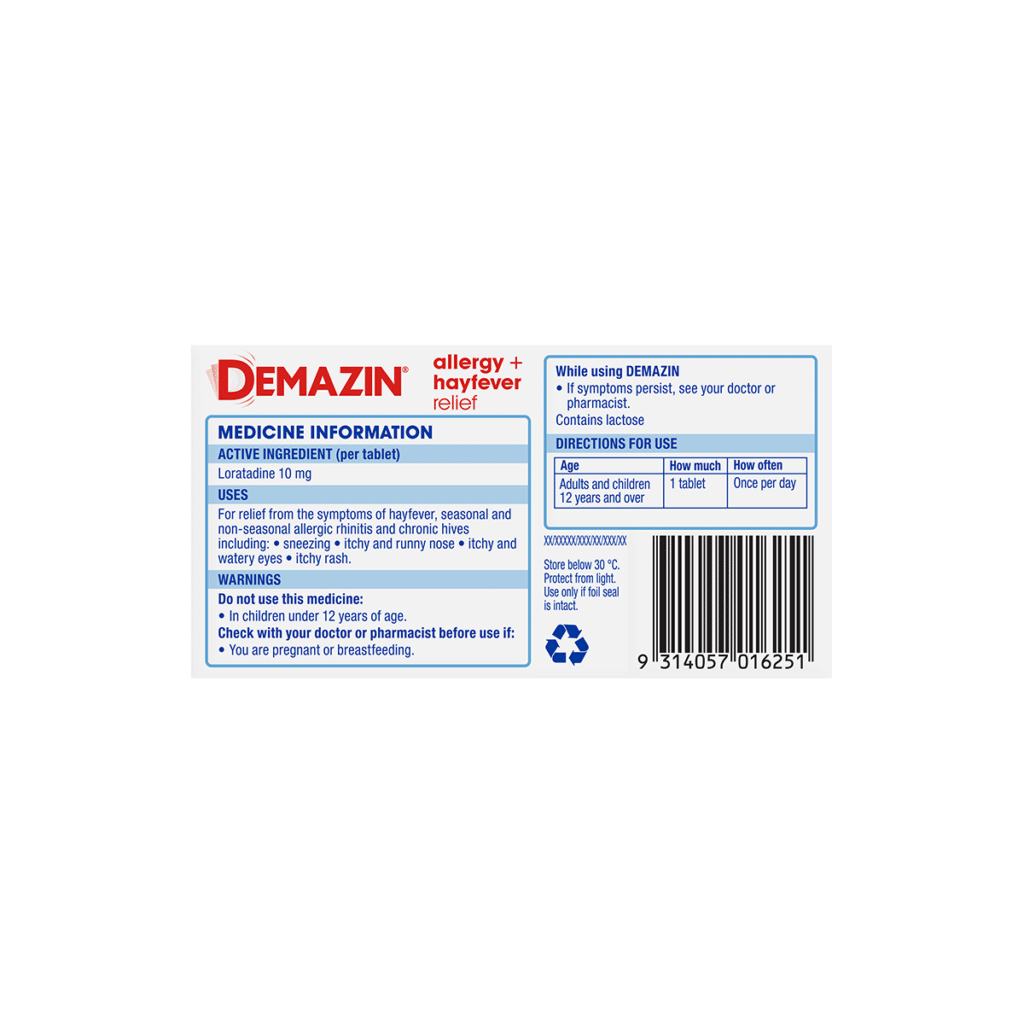 Demazin Allergy + Hayfever Relief Tablets 80 Tablets