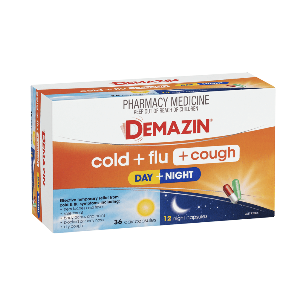 Demazin Cold + Flu + Cough Day + Night Capsules 48 Capsules