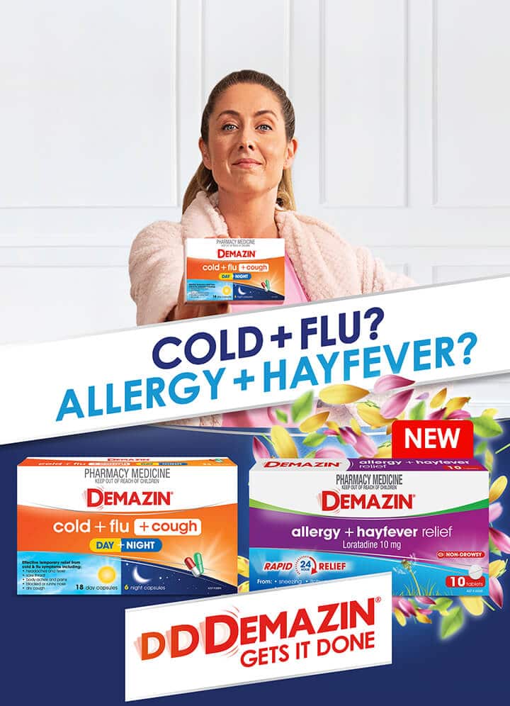 Demazin Gets It Done - Cold + Flu ? - Allergy + Hayfever?