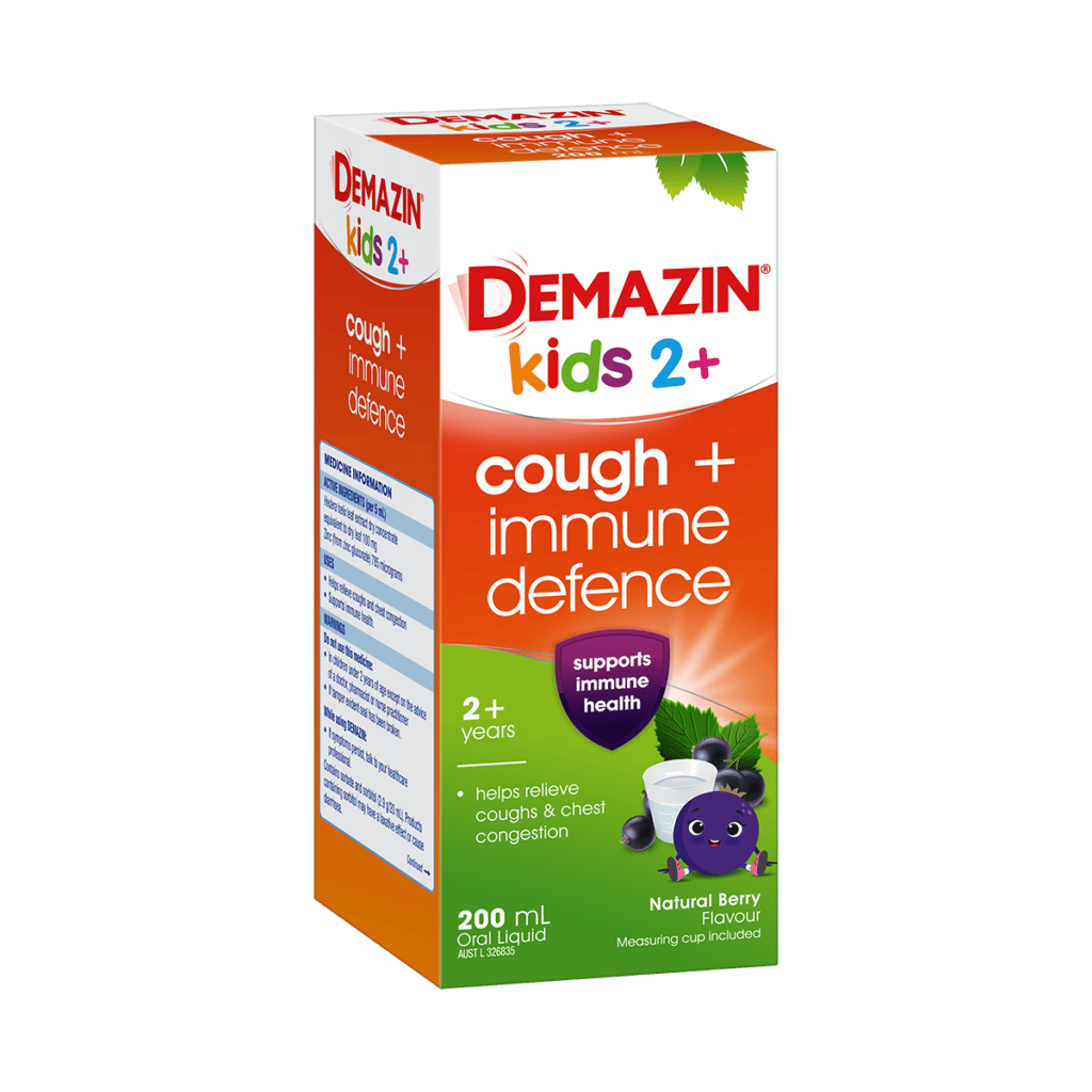 Demazin Kids 2+ Cough + Immune Defence Syrup Natural Berry Flavour