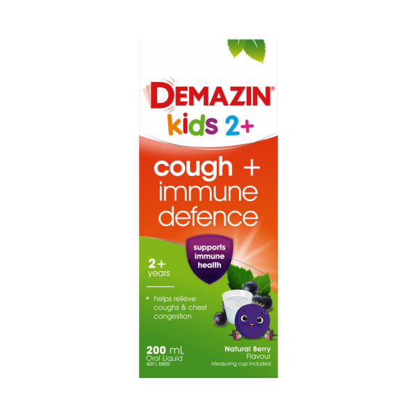 Demazin Kids 2+ Cough + Immune Defence Syrup Natural Berry Flavour