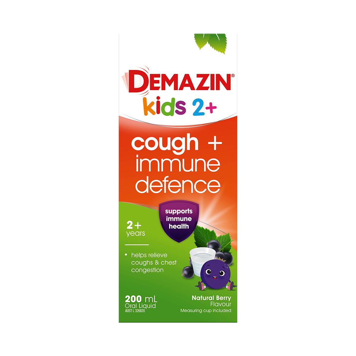 DEMAZIN Kids 2+ Cough + Immune Defence Syrup Natural Berry Flavour
