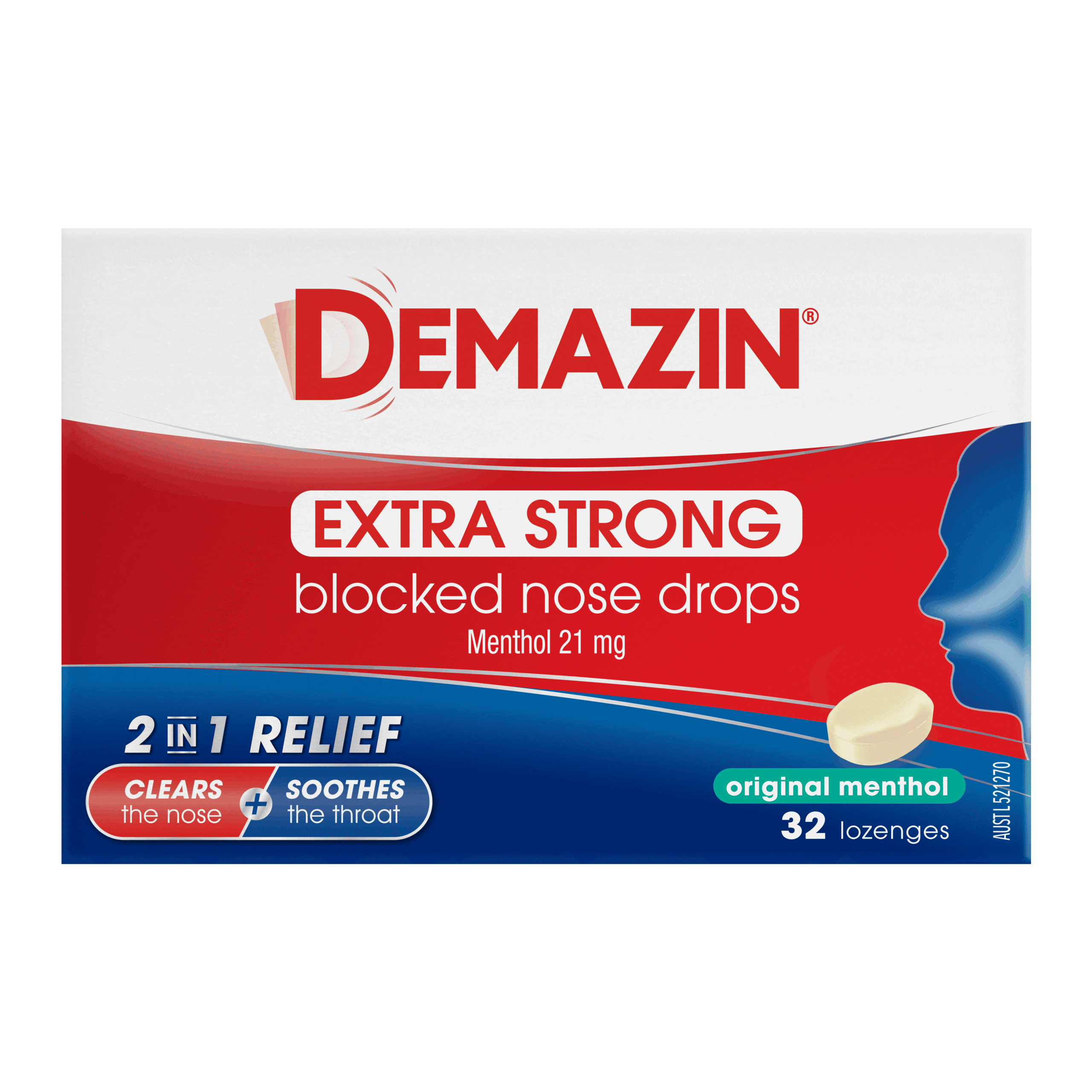DEMAZIN Extra Strong Blocked Nose Drops 32 Lozenges